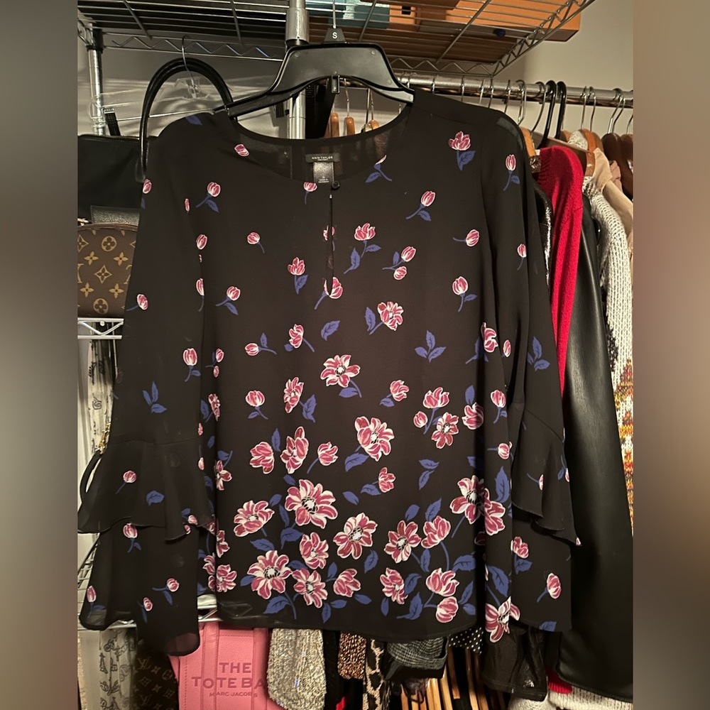 Black floral Ann Taylor blouse